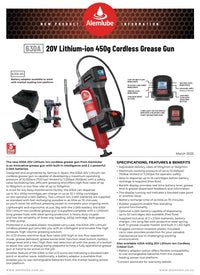 ALEMLUBE SAMOA LITHIUM-ION BATTERY CORDLESS GREASE GUN 630A